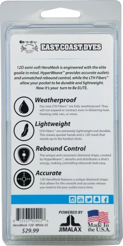 ECD Lacrosse Semi-Soft Hero 12D Goalie Mesh -Sports store 102410Z White PKG alt1