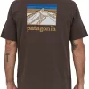 Patagonia Men's Line Logo Ridge Pocket Responsibili-Tee Short Sleeve T-Shirt -Sports store 20PTGMMLNLGRDGPKTAPT Cone Brown