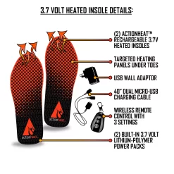 ActionHeat Adult Rechargeable Heated Insoles -Sports store AH INS LI 01 Black TEC alt2