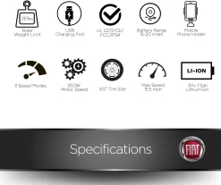 FIAT Folding Electric Scooter 20 FIAT Folding Electric Scooter -Sports store FT ES U2 200WT BiancoWhiteIce DET alt5