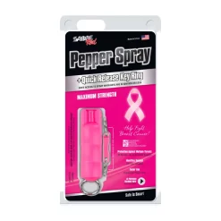 SABRE Red Pepper Spray Key Chain - National Breast Cancer Foundation -Sports store HC NBCF 01 NOCOLOR PKG