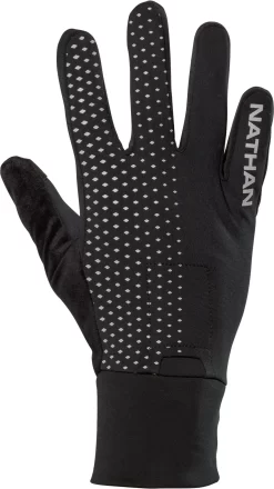 Nathan HyperNight Reflective Gloves 10 Nathan HyperNight Reflective Gloves -Sports store NS10460 BlackGeoStripe BCK