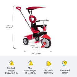 SmarTrike Toddler Toy Zoom 4-in-1 Trike -Sports store ST3190502 Red DET