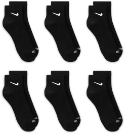Nike Dri-FIT Quarter Socks 6 Pack -Sports store SX6899 BlackWhite R